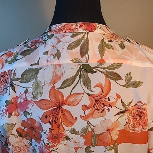 CALVIN KLEIN Botanical Roll-Sleeve Utility Blouse, Size Small - Picture 9 of 14